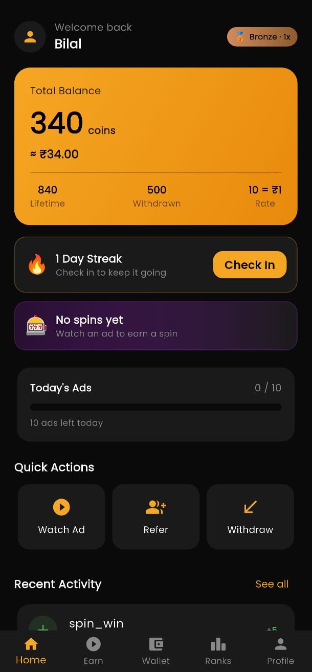 CashBee app screen